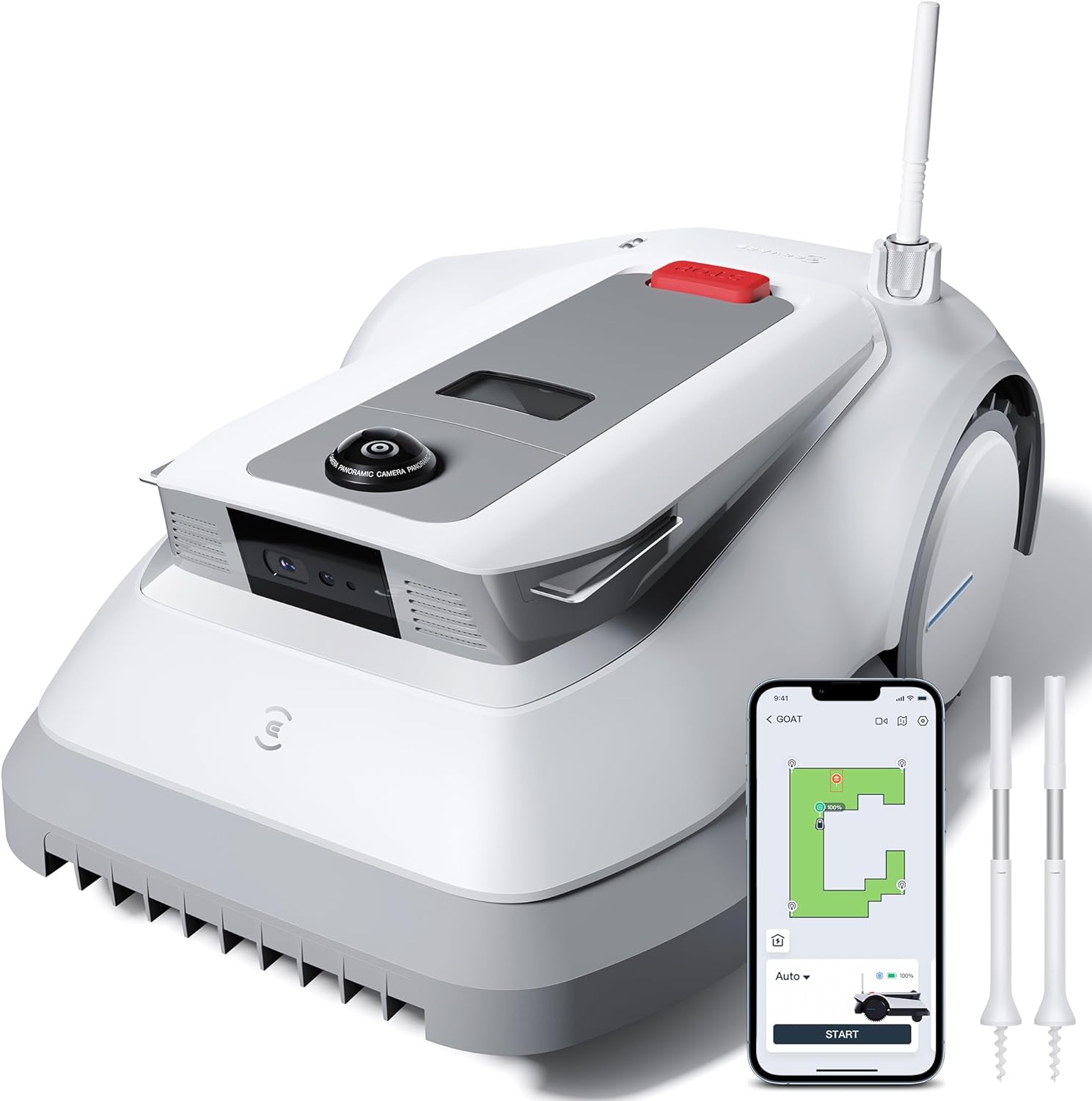 ECOVACS GOAT G1-800 Mhroboter ohne Begrenzungskabel 800㎡, Rasenmher Roboter mit TrueMapping-Multifusionslokalisierung, Hindernisvermeidung, 16-Zonen-Management, 45% Steigung, Videomanager