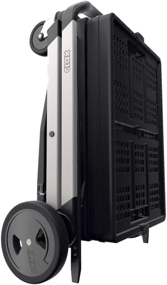 Vielseitig einsetzbare, funktionale, zusammenklappbare Karren | Mobiler Klappwagen | Einkaufswagen mit Aufbewahrungskiste (schwarz)