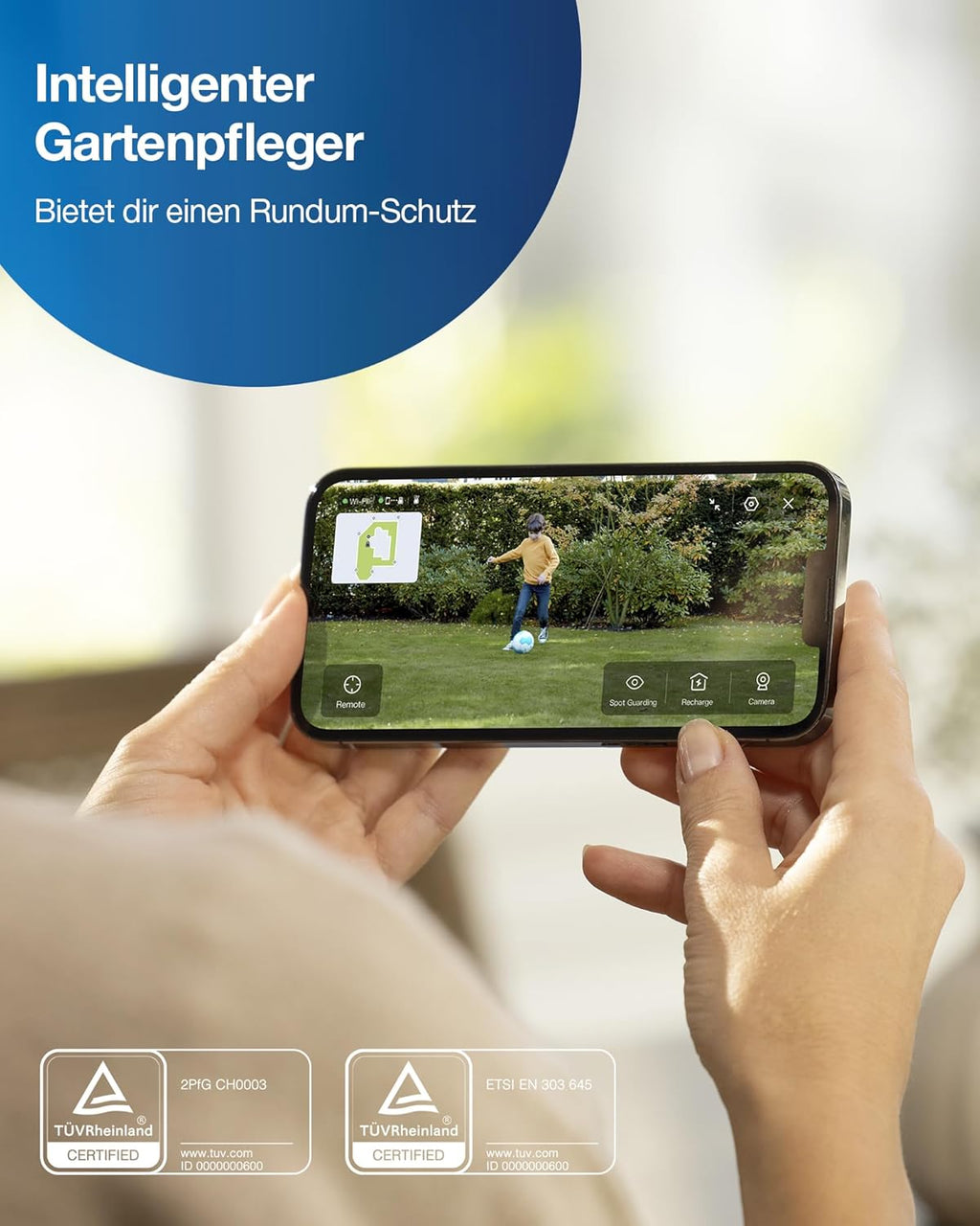 ECOVACS GOAT G1-800 Mhroboter ohne Begrenzungskabel 800㎡, Rasenmher Roboter mit TrueMapping-Multifusionslokalisierung, Hindernisvermeidung, 16-Zonen-Management, 45% Steigung, Videomanager