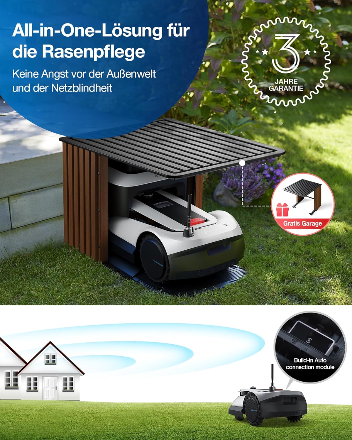 ECOVACS GOAT G1-800 Mhroboter ohne Begrenzungskabel 800㎡, Rasenmher Roboter mit TrueMapping-Multifusionslokalisierung, Hindernisvermeidung, 16-Zonen-Management, 45% Steigung, Videomanager