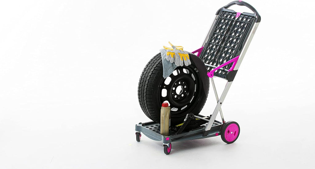 Vielseitig einsetzbare, funktionale, zusammenklappbare Karren | Mobiler Klappwagen | Einkaufswagen mit Aufbewahrungskiste (schwarz)