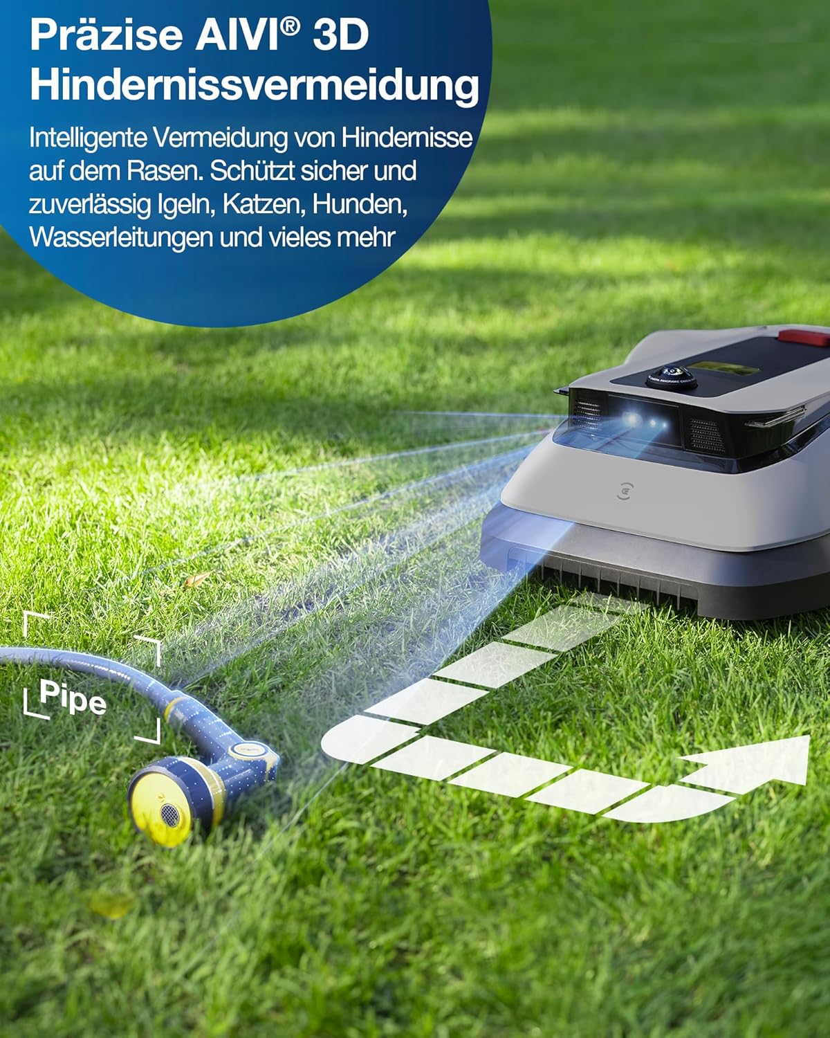 ECOVACS GOAT G1-800 Mhroboter ohne Begrenzungskabel 800㎡, Rasenmher Roboter mit TrueMapping-Multifusionslokalisierung, Hindernisvermeidung, 16-Zonen-Management, 45% Steigung, Videomanager