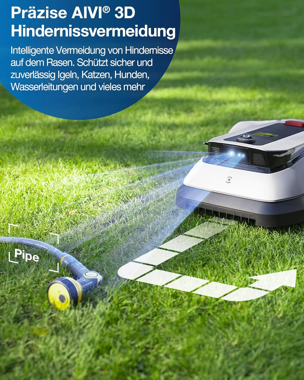ECOVACS GOAT G1-800 Mhroboter ohne Begrenzungskabel 800㎡, Rasenmher Roboter mit TrueMapping-Multifusionslokalisierung, Hindernisvermeidung, 16-Zonen-Management, 45% Steigung, Videomanager