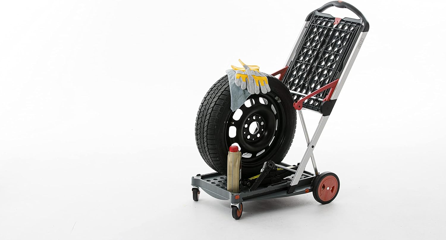 Vielseitig einsetzbare, funktionale, zusammenklappbare Karren | Mobiler Klappwagen | Einkaufswagen mit Aufbewahrungskiste (schwarz)