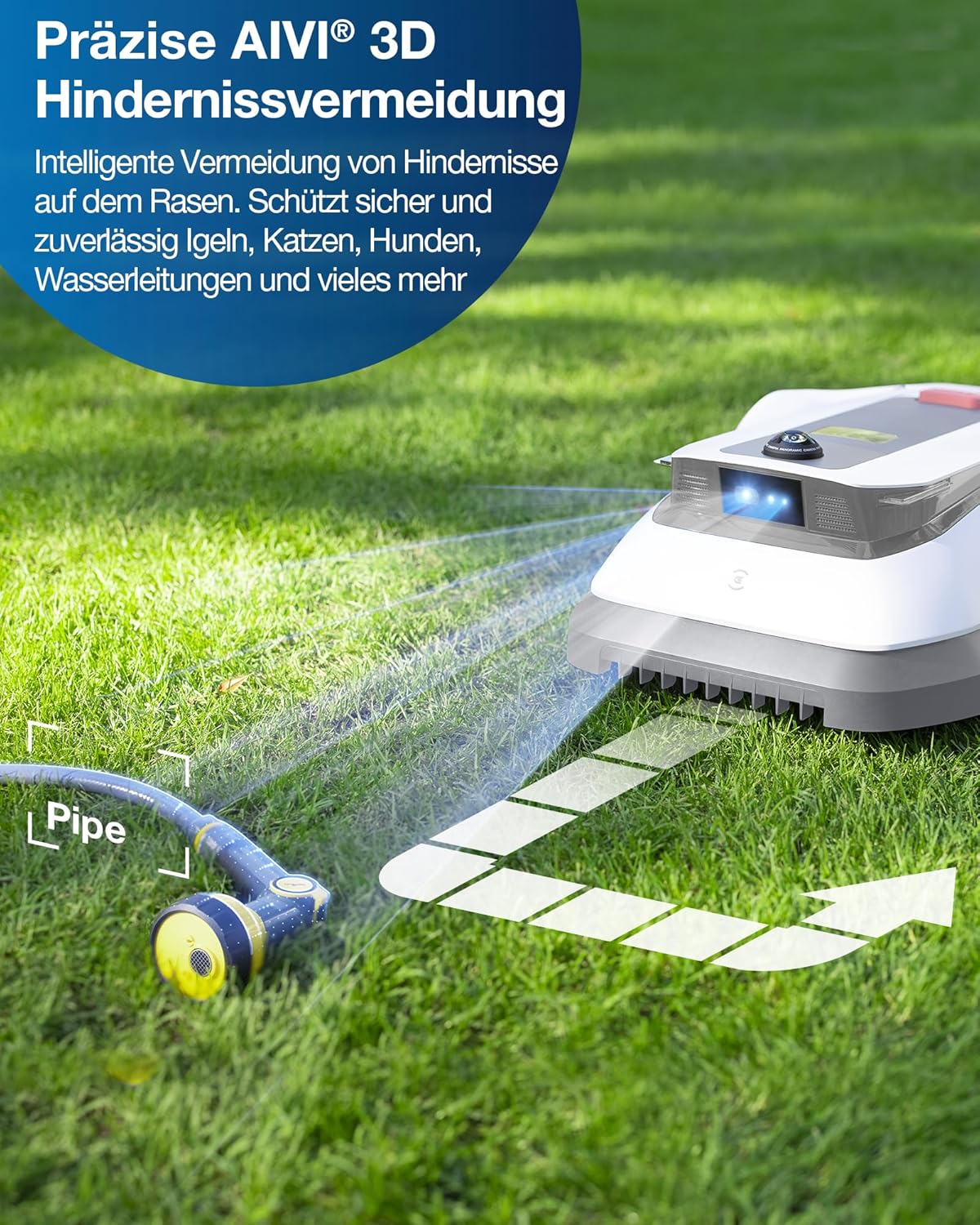 ECOVACS GOAT G1-800 Mhroboter ohne Begrenzungskabel 800㎡, Rasenmher Roboter mit TrueMapping-Multifusionslokalisierung, Hindernisvermeidung, 16-Zonen-Management, 45% Steigung, Videomanager